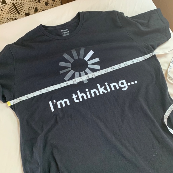 Hanes I'm Thinking black and white graphic T-shirt men's size XL loading icon - Picture 5 of 7